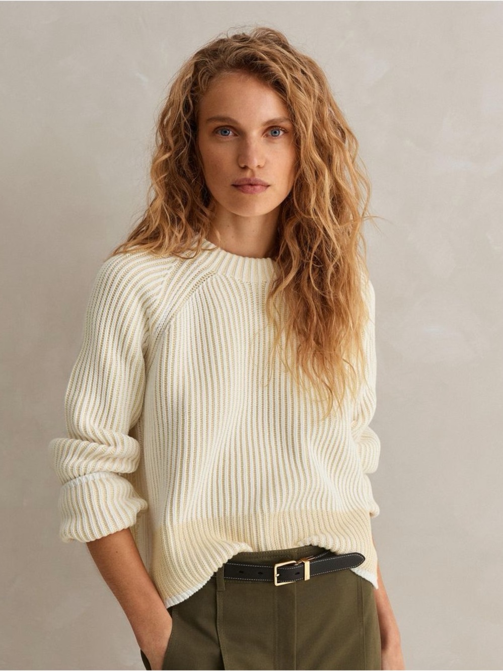 NWT ME+EM Soft-Touch Cotton Rib Weekend Sweater in Soft White/Ecru Women’s Large